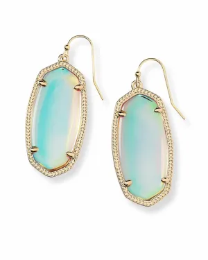 Elle Gold Drop Earrings In Dichroic Glass