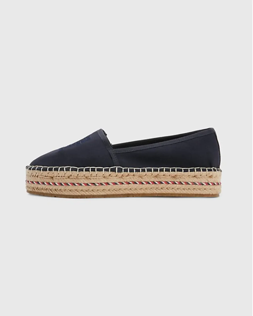 Embroidered Logo Platform Espadrilles