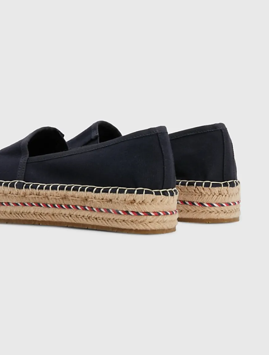 Embroidered Logo Platform Espadrilles