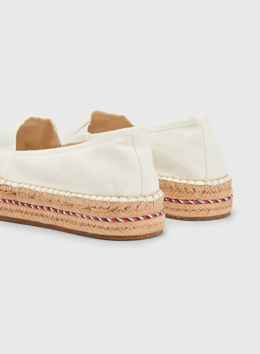 Embroidered Logo Platform Espadrilles
