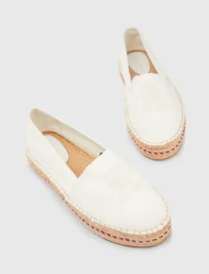 Embroidered Logo Platform Espadrilles