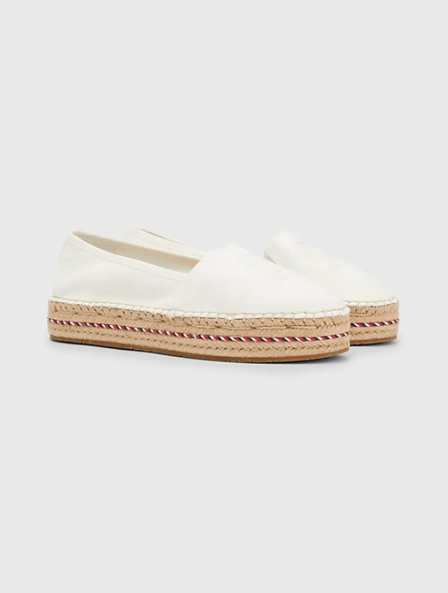 Embroidered Logo Platform Espadrilles