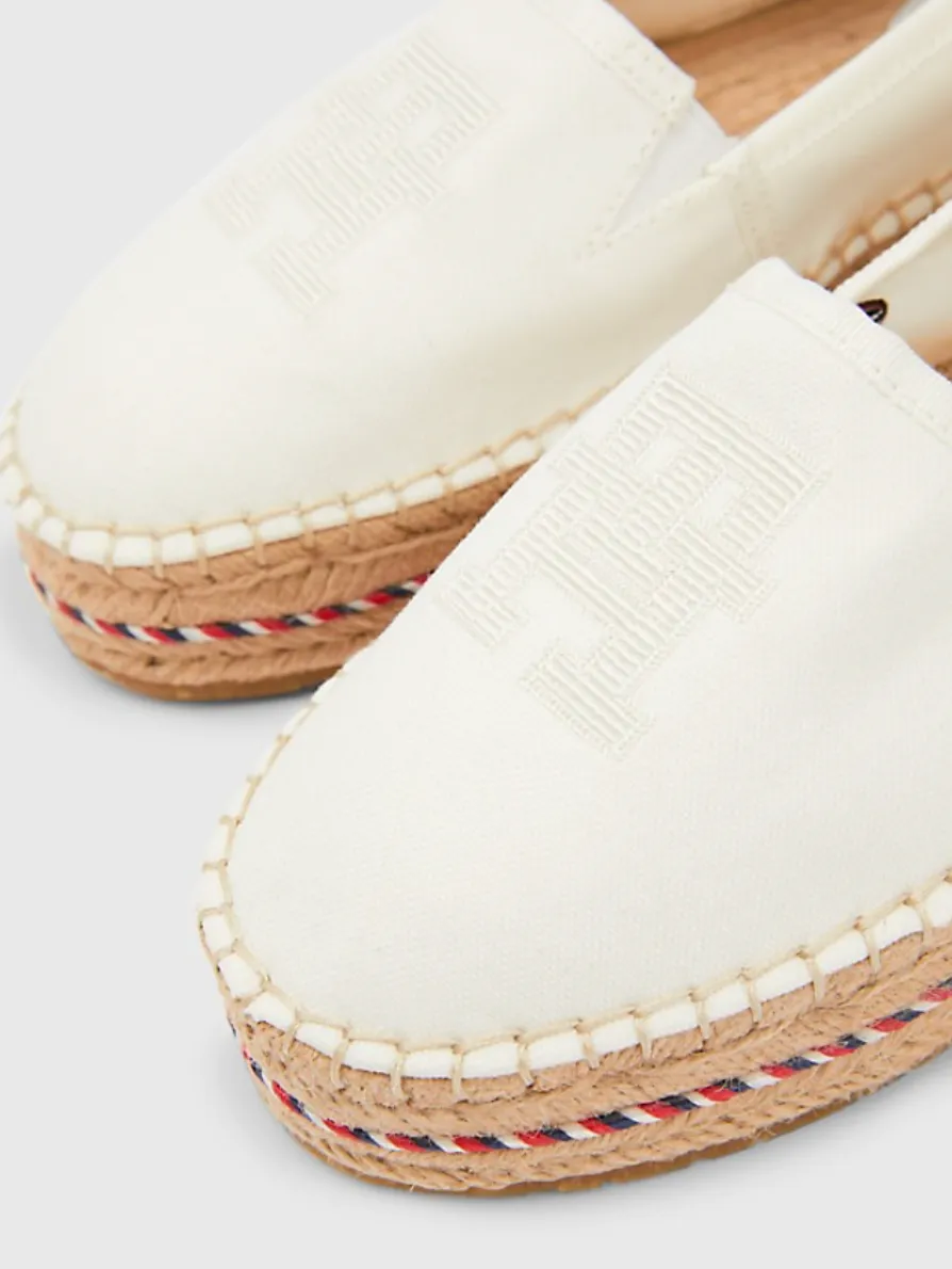 Embroidered Logo Platform Espadrilles
