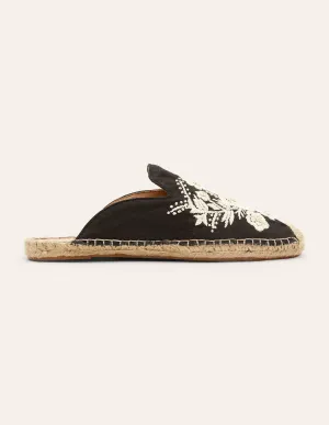 Embroidered Mule Espadrilles-Black Embroidery