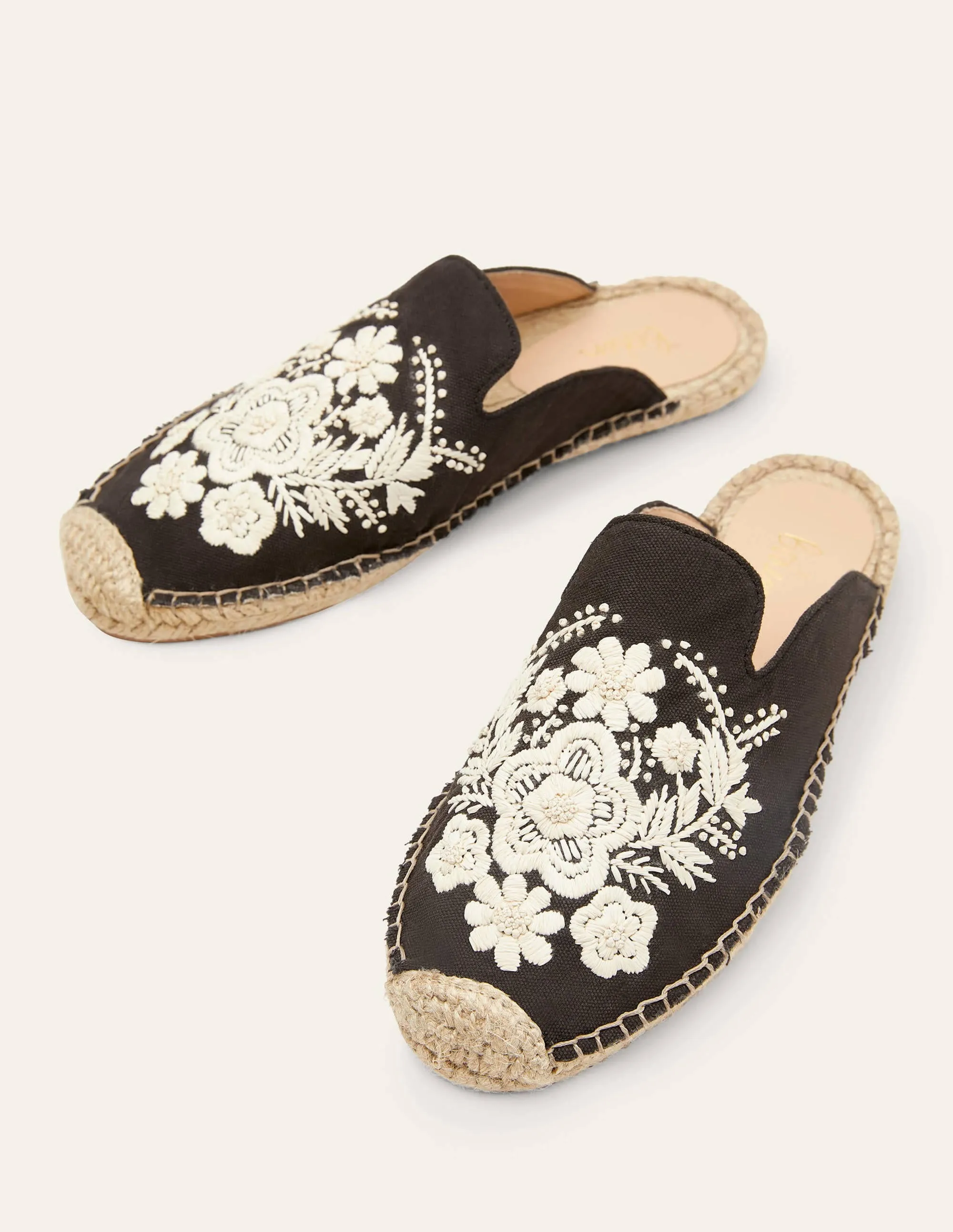Embroidered Mule Espadrilles-Black Embroidery