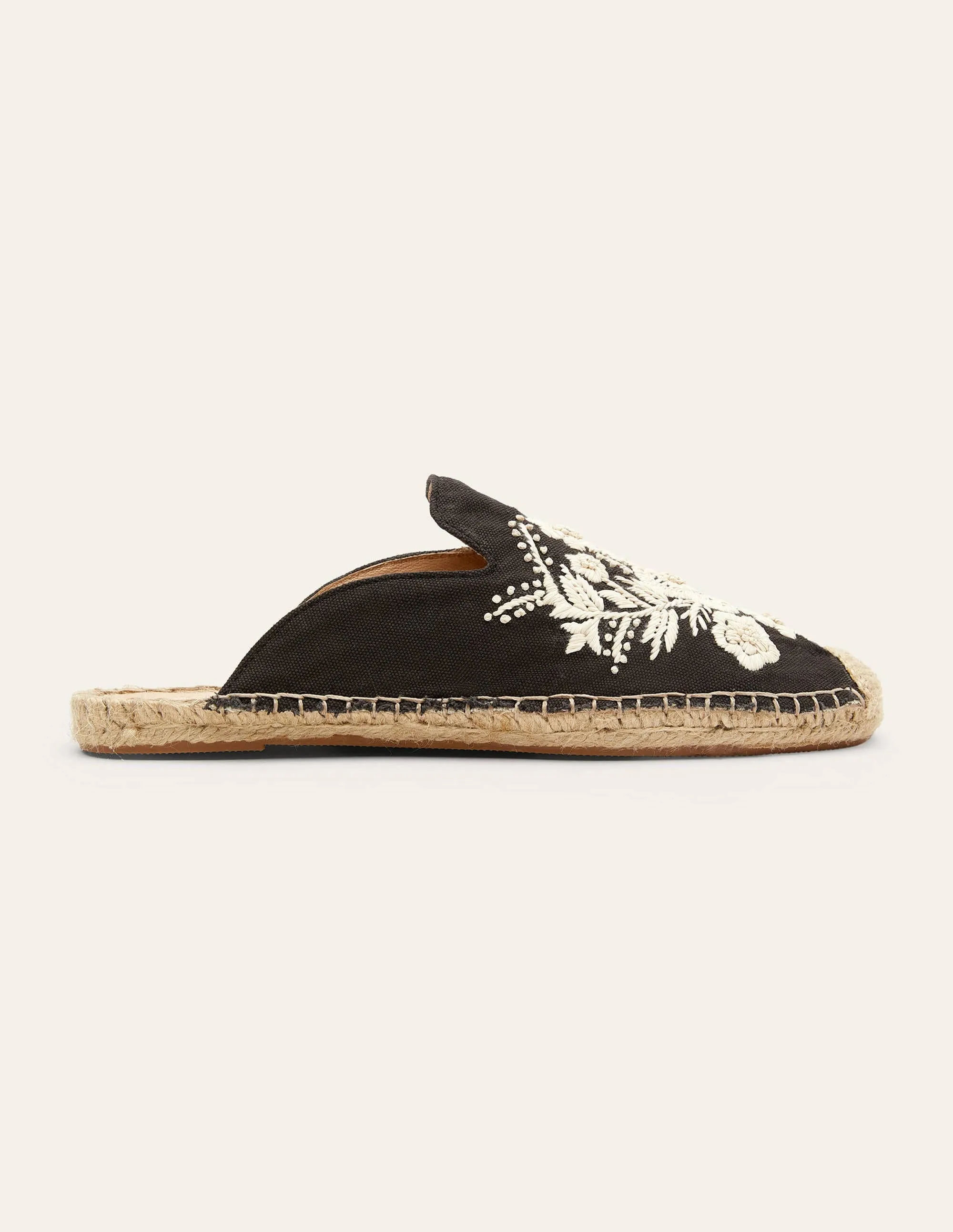 Embroidered Mule Espadrilles-Black Embroidery