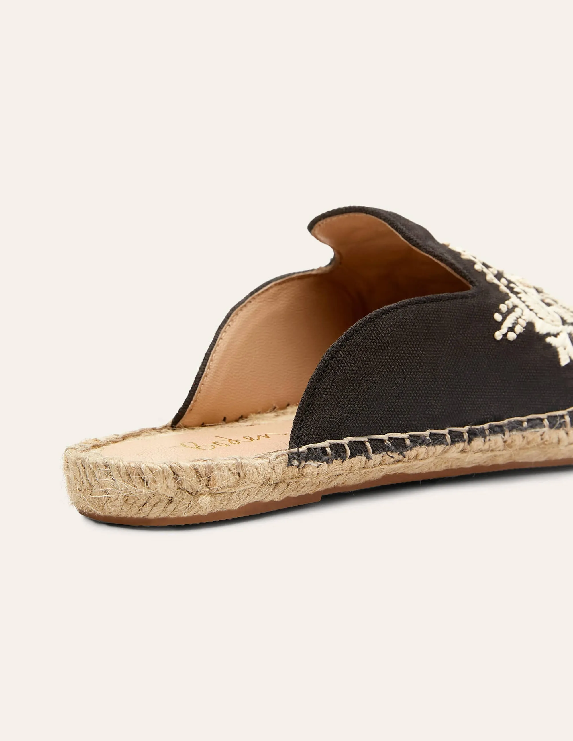 Embroidered Mule Espadrilles-Black Embroidery
