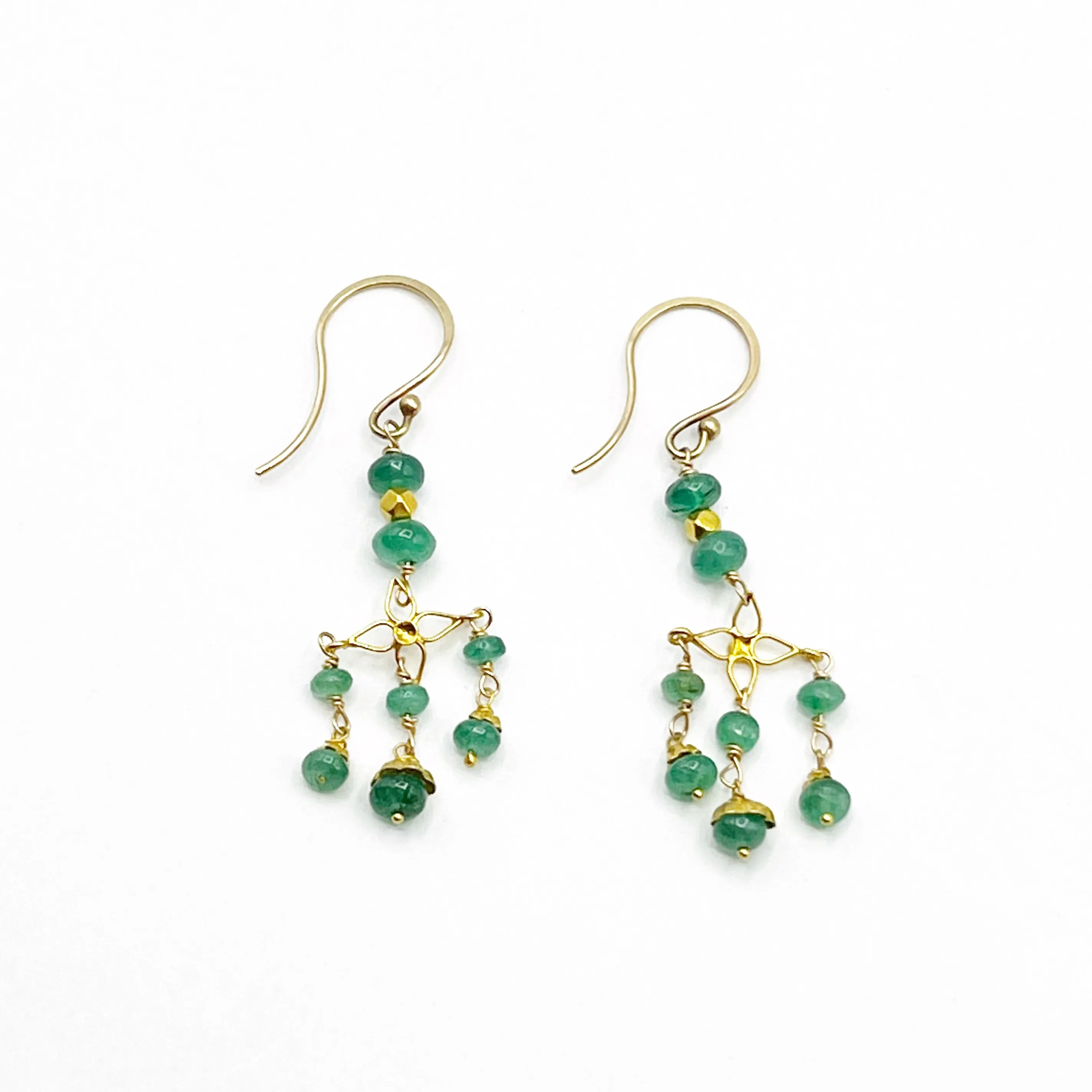 Emerald Filigree Drop Earrings