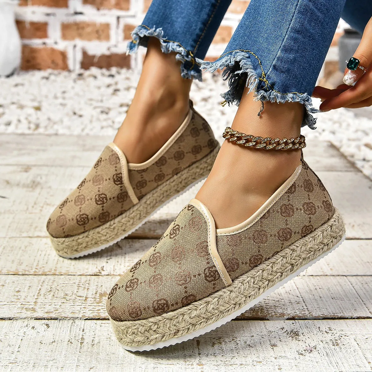 Espadrilles Womens Shoes Flat Stylish and Trendy Footwear for Fashion-Forward Females Loafers Casual Casual Slip-on Grass Woven