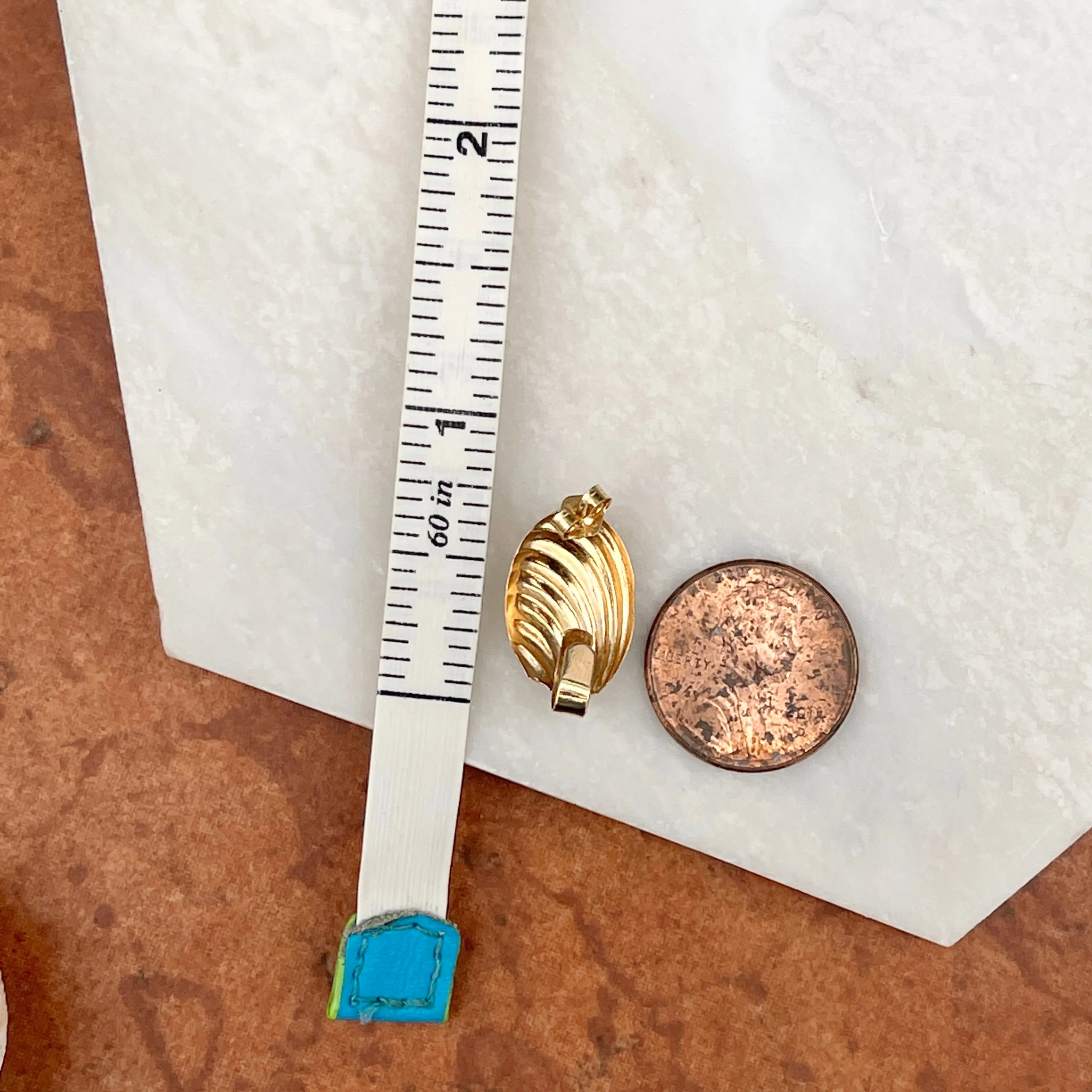 Estate 14KT Yellow Gold Oval Corrugated Interchangeable Drop Earrings