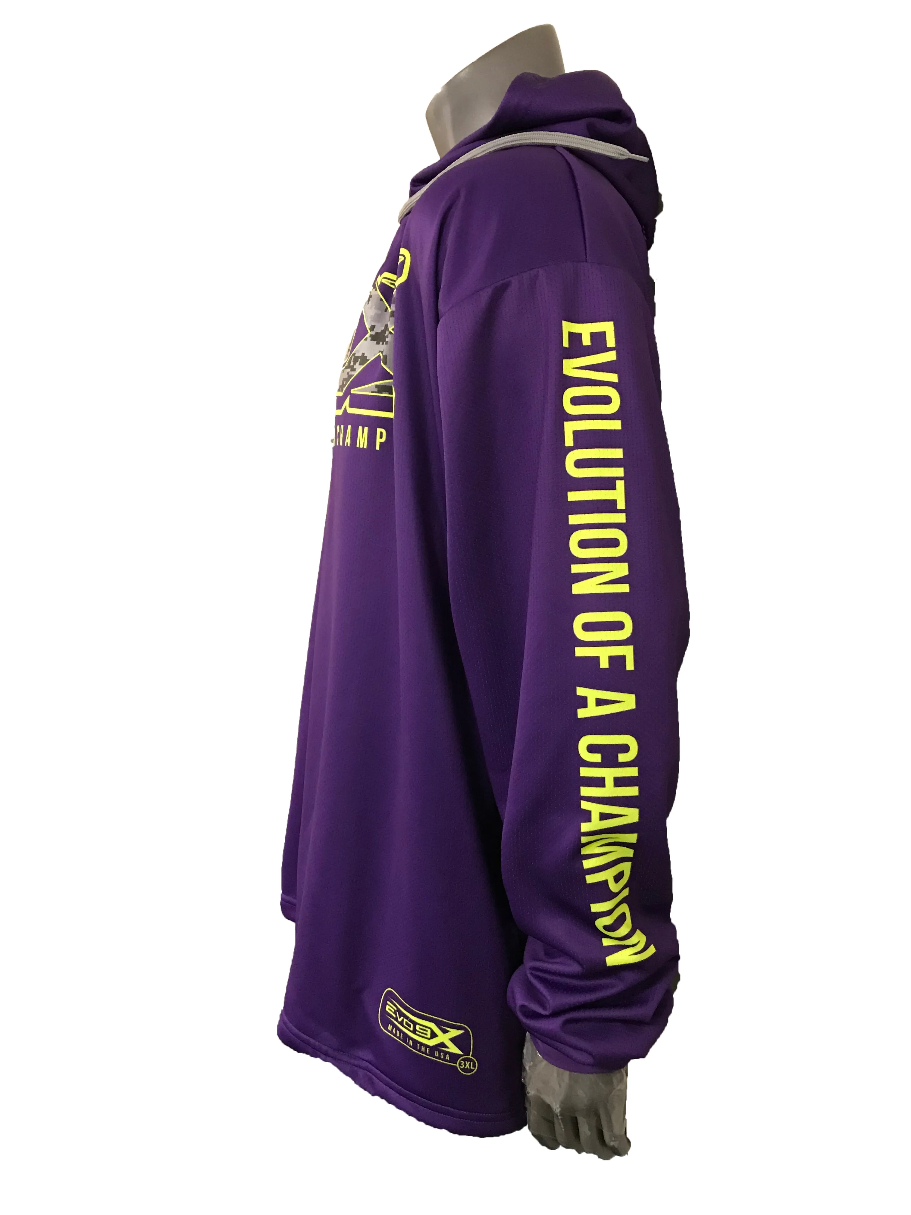 Evo9x EVOLUTION OF A CHAMPION Sublimated Long Sleeve Hoodie Purple