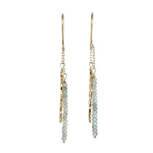 Faceted Natural Mossy Green Zircon & Gold Vermeil Beaded Double "Stick" Earrings