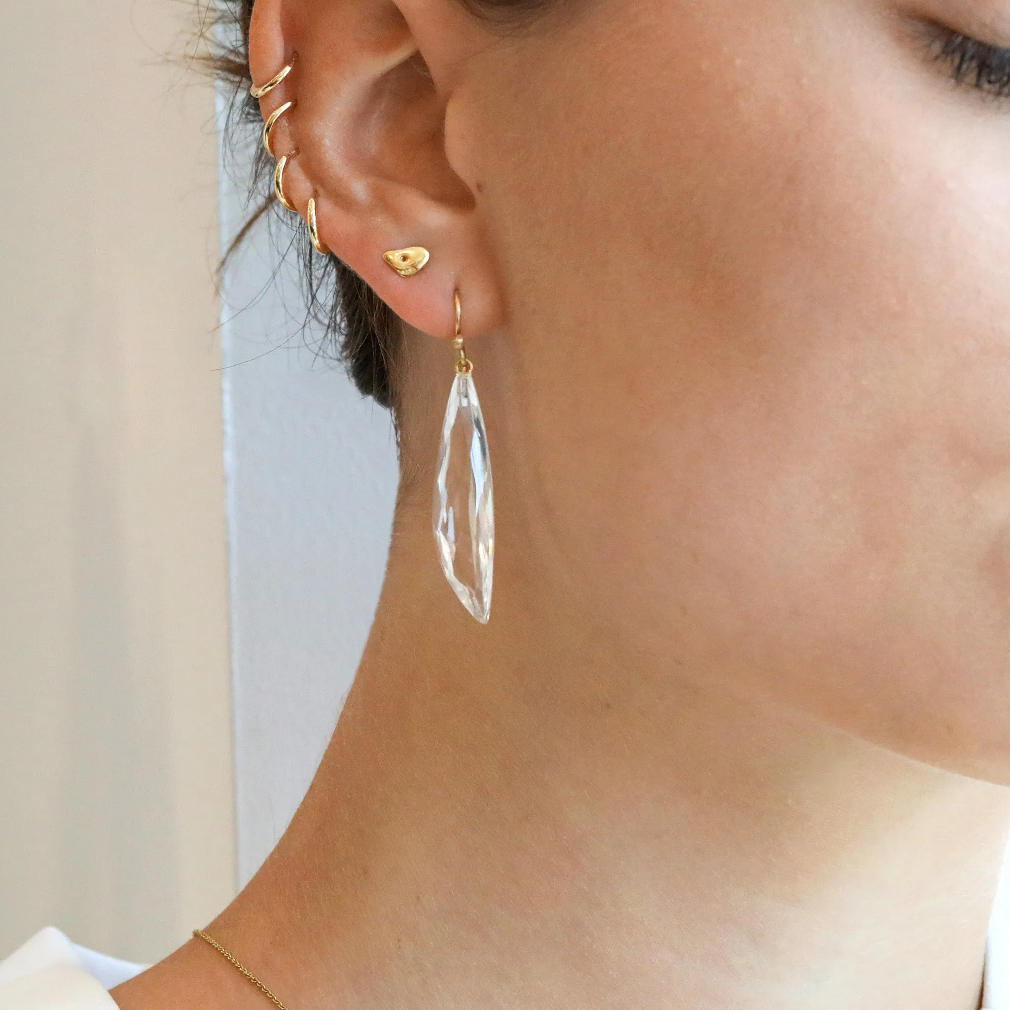 Faceted Quartz "Brancusi" Drop Earrings