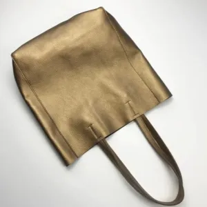 Fashion Womens Bronze Silver Leather Vertical Tote Bags Bronze Silver Shoulder Tote Bags Bronze Silver Handbags Tote For Women