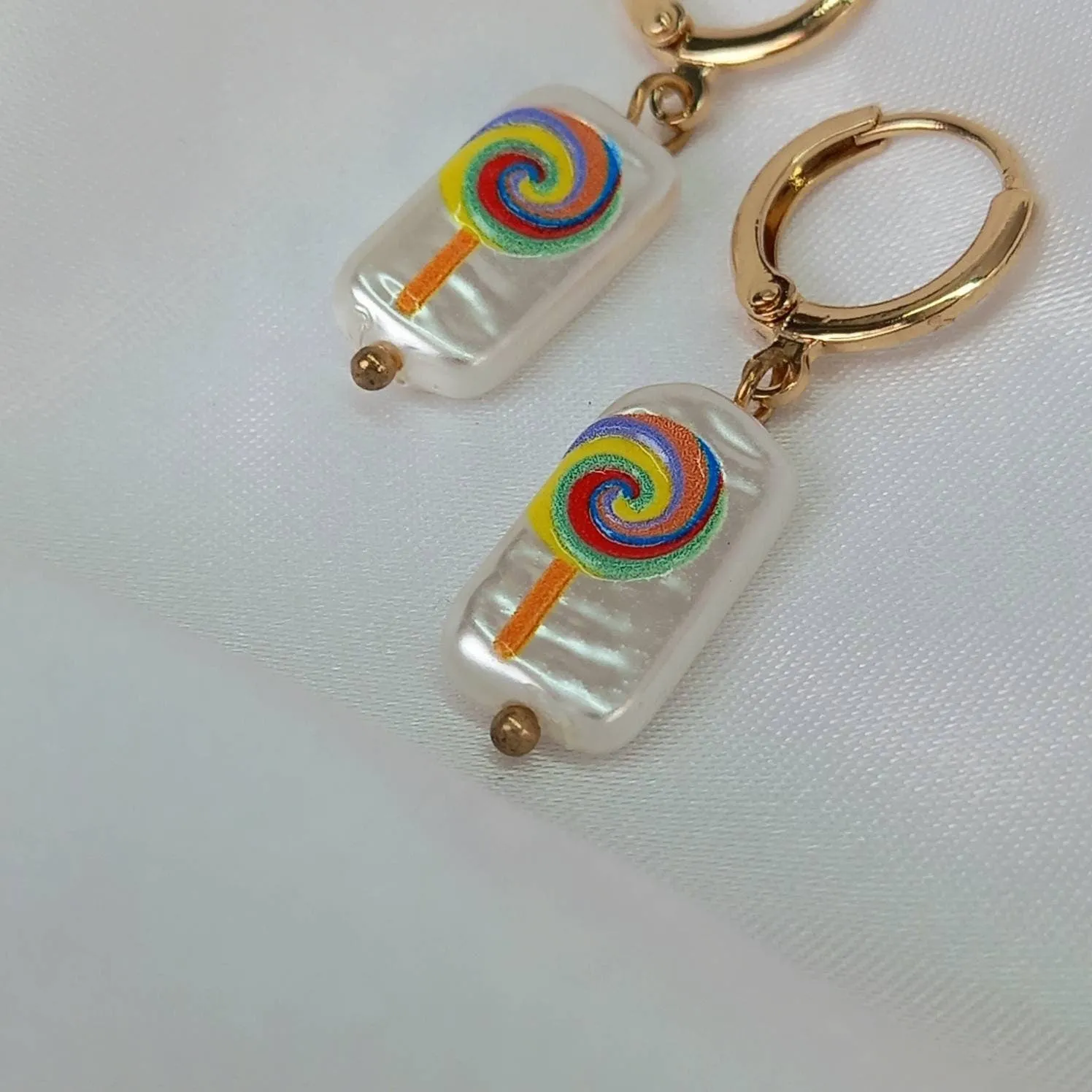 Faux Pearl Lollipop Drop Earrings - Small Pearl Earrings,Small Gold Earrings,Lolly Earrings,Small Drop Earrings,Pearl Earrings In The UK