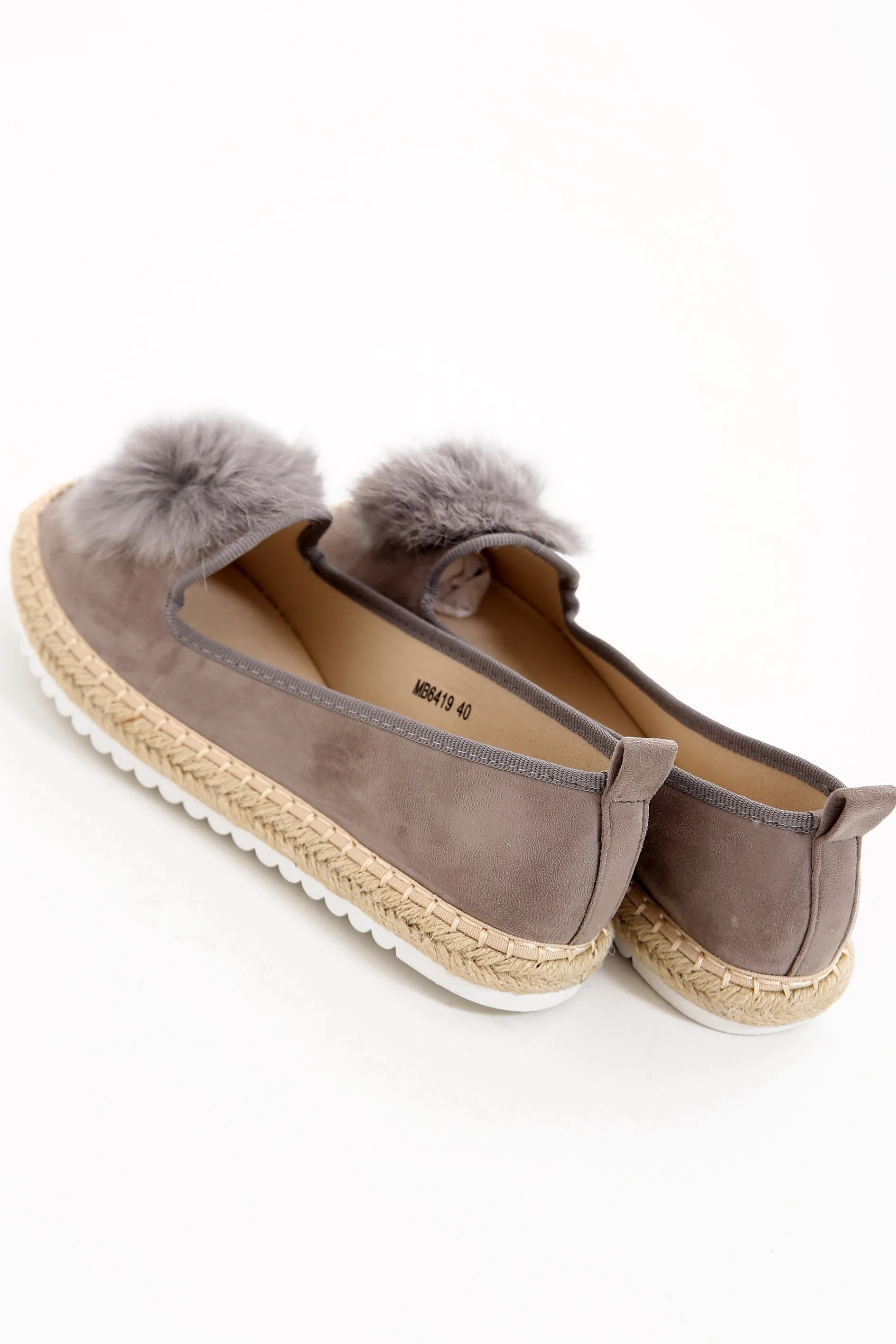 Faux Pom Suedette Espadrilles