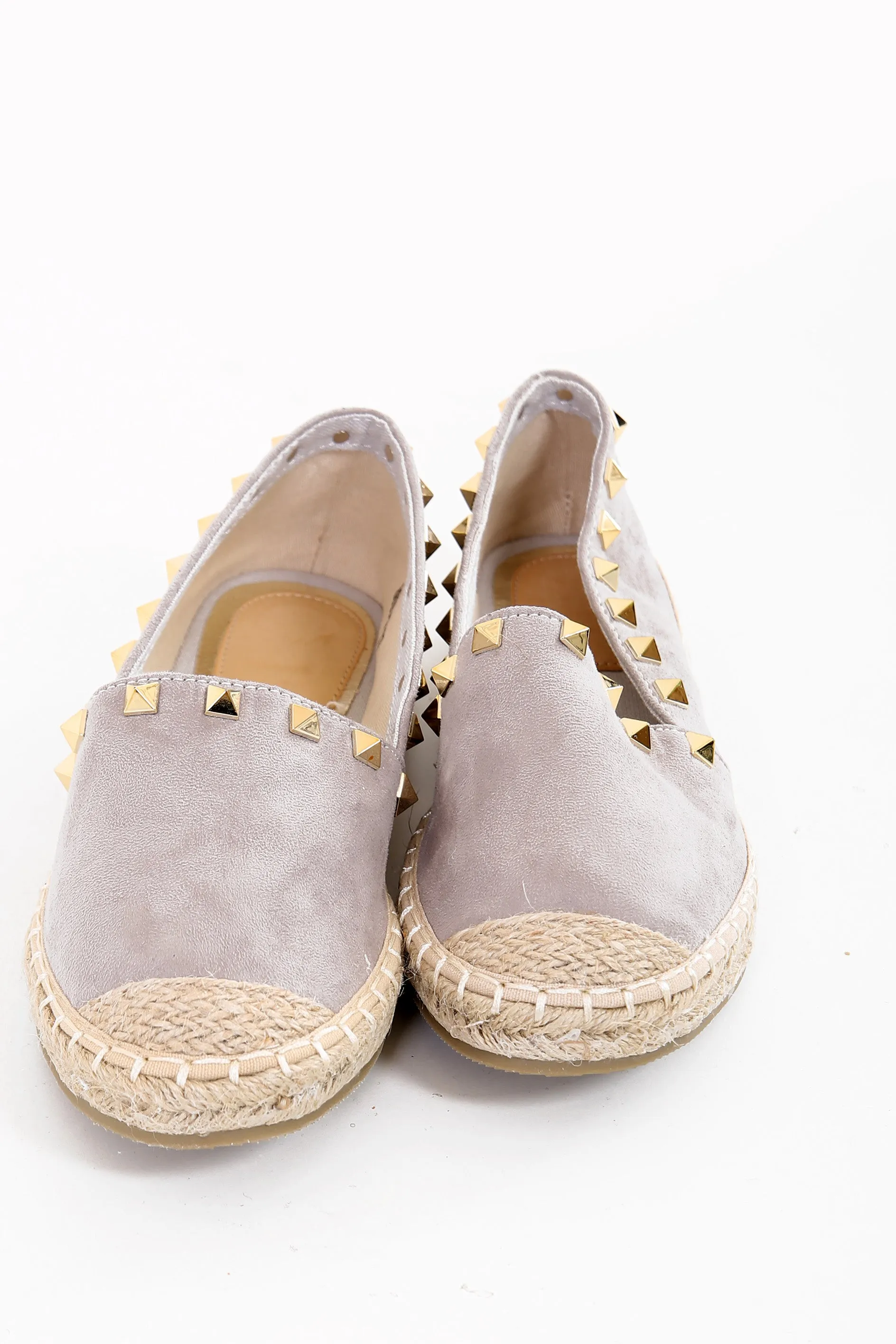 Faux Suede Studded Espadrilles