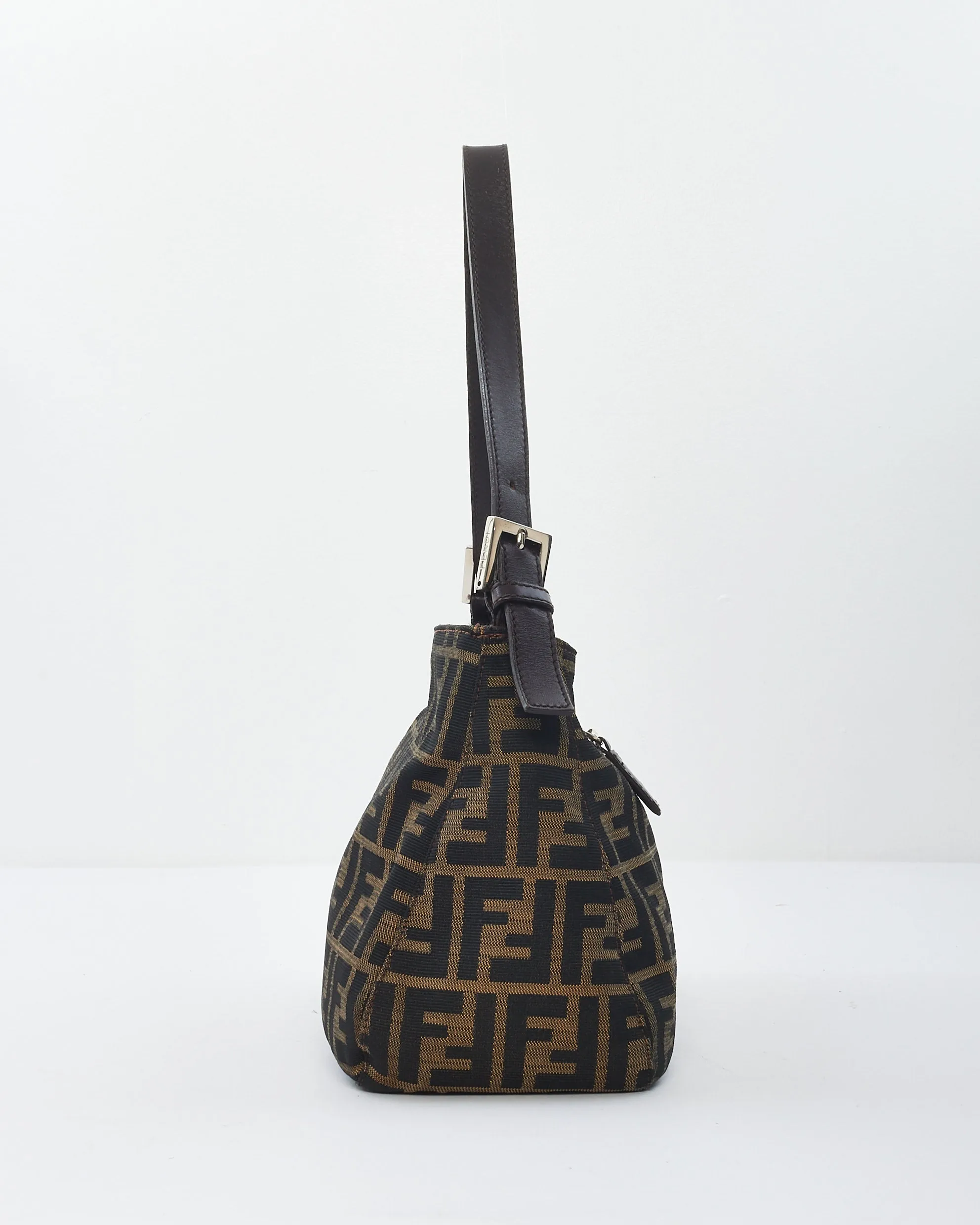 Fendi Brown Monogram Zucca Canvas Mamma Baguette With Zipper