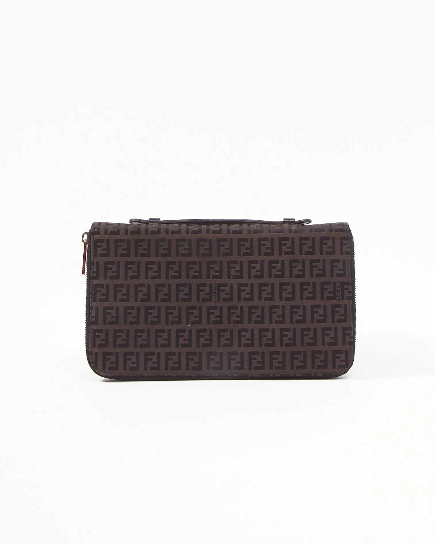 Fendi Brown Zucchino Top Handle Clutch