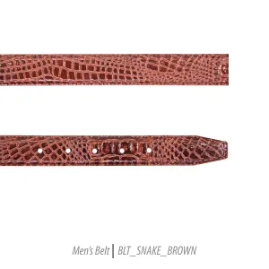Ferrecci Mens 100% Genuine Leather Brown Belt w/Snake Top - One size Fits All