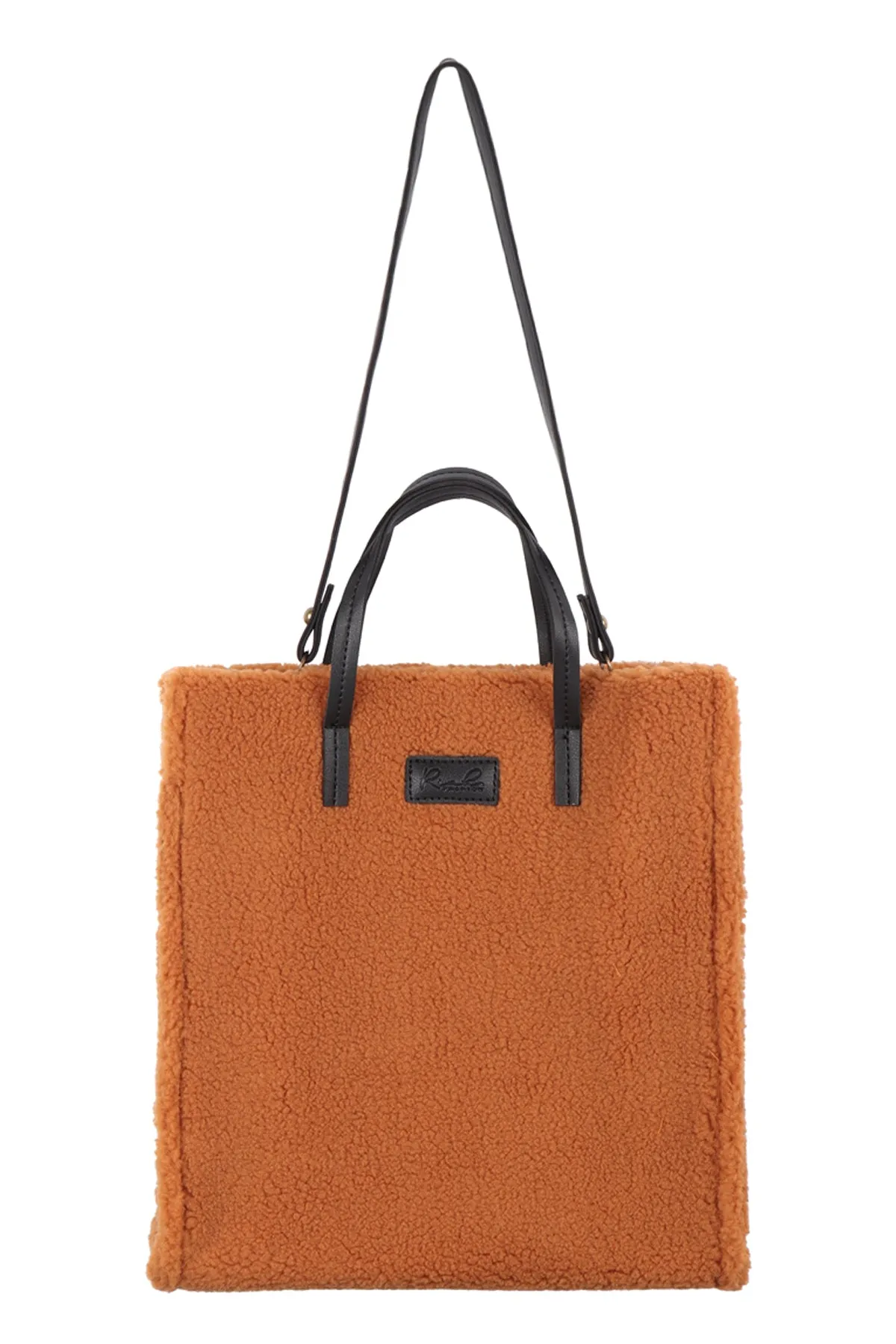 FLEECE FUR TOTE BAG W REMOVABLE STRAP