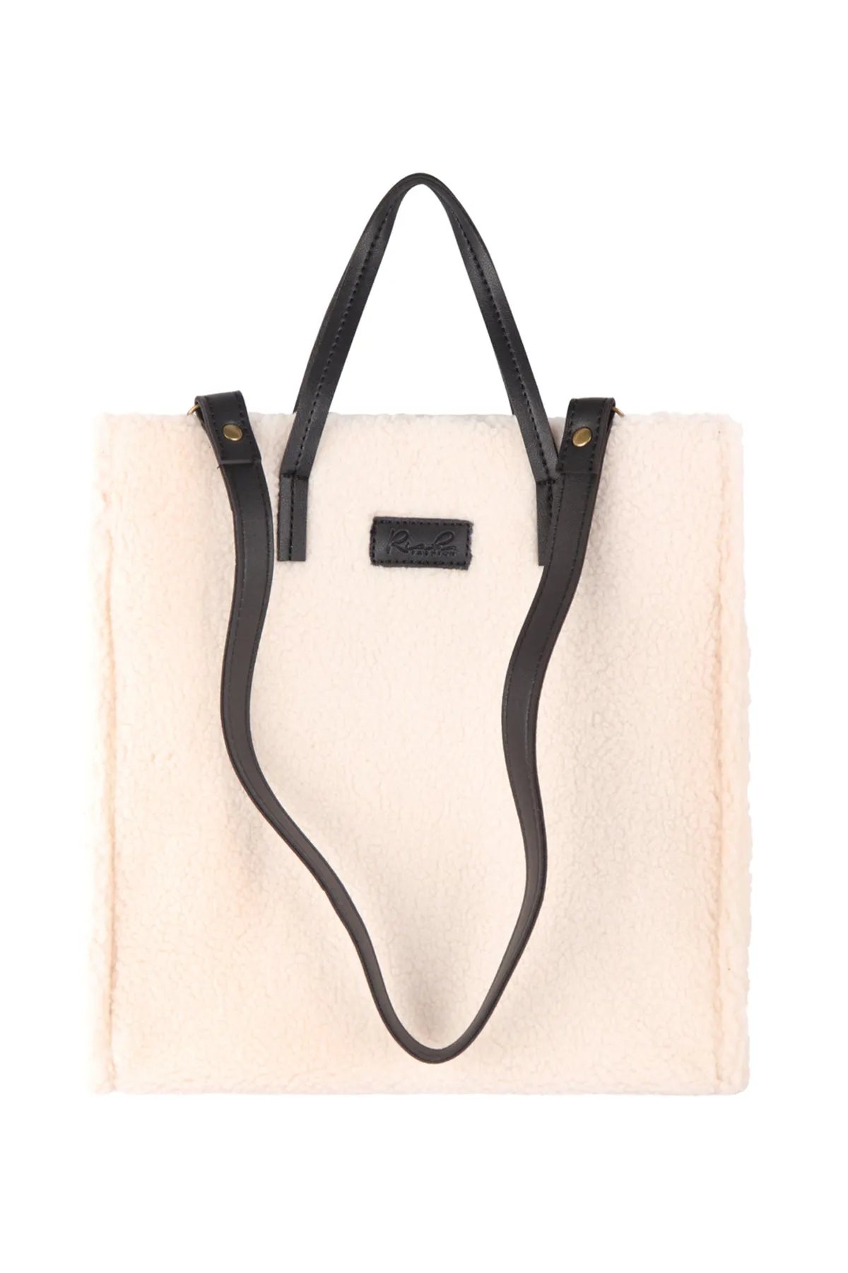 FLEECE FUR TOTE BAG W REMOVABLE STRAP