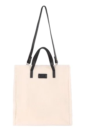 FLEECE FUR TOTE BAG W REMOVABLE STRAP