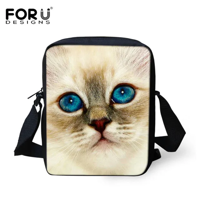 FORUDESIGNS Casual Women Handbag 3D Cat Cross-body Bags For Girls Child Small Shoulder Bag Kids Messenger Bag Mochilas Infantil
