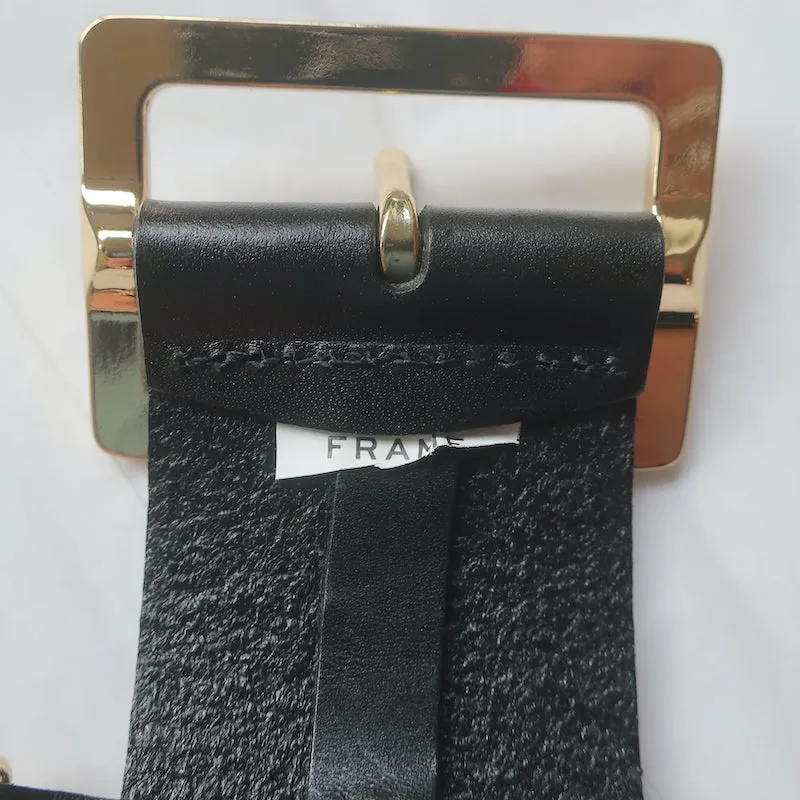 FRAME D-Ring Belt Black Leather Size Small