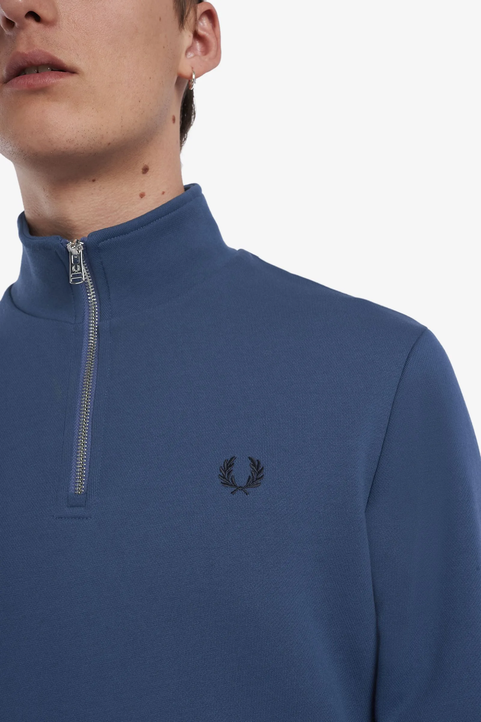 Fred Perry M3574 Half Zip Sweatshirt 963 Midnight Blue
