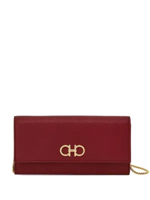 Gancini leather wallet on chain