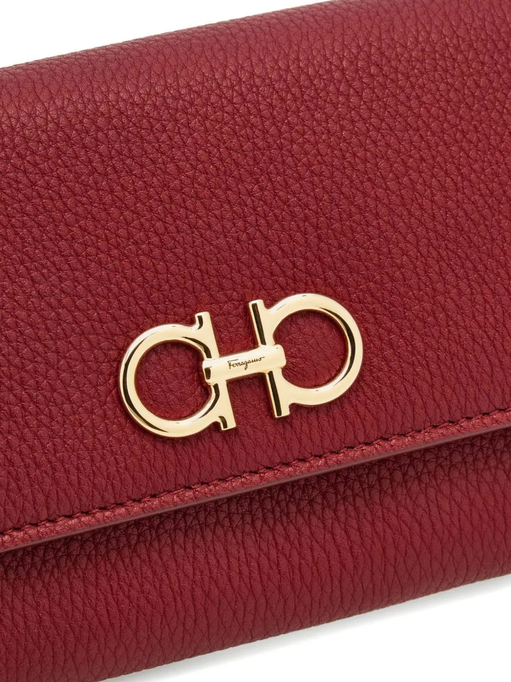 Gancini leather wallet on chain