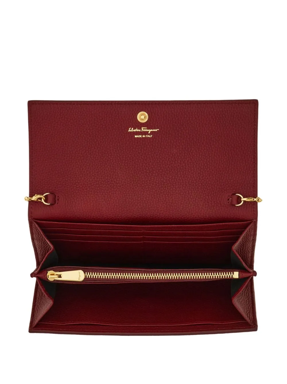 Gancini leather wallet on chain