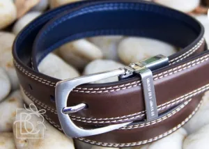 Genuine Leather Reversible Belts Brown/Navy