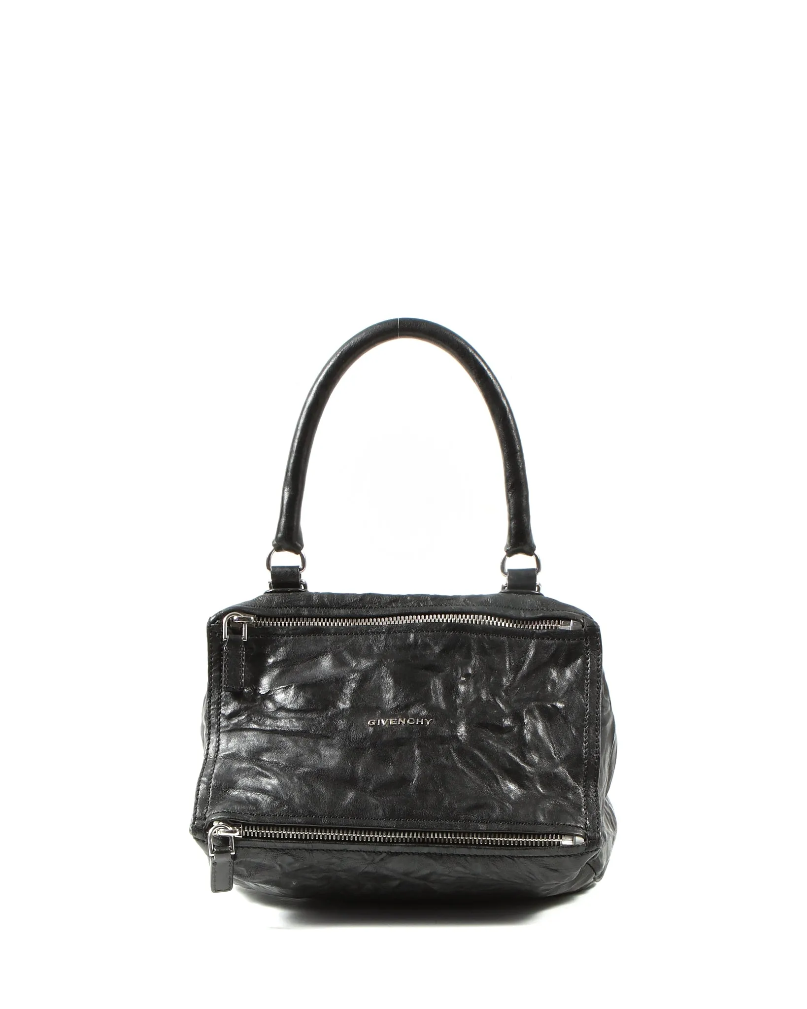 Givenchy Black Crinkled Leather Pandora Handle Bag