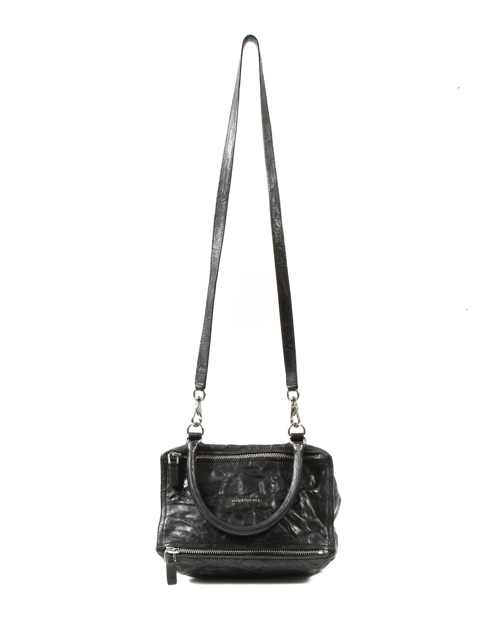 Givenchy Black Crinkled Leather Pandora Handle Bag