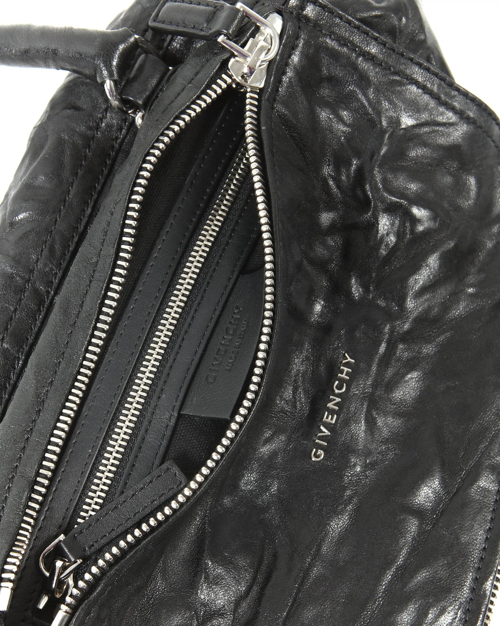 Givenchy Black Crinkled Leather Pandora Handle Bag
