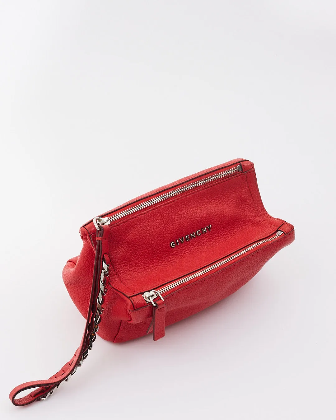 Givenchy Red Leather Pandora Wristlet Clutch