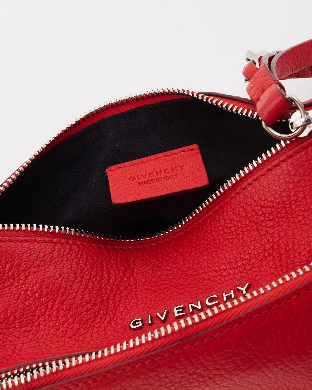 Givenchy Red Leather Pandora Wristlet Clutch