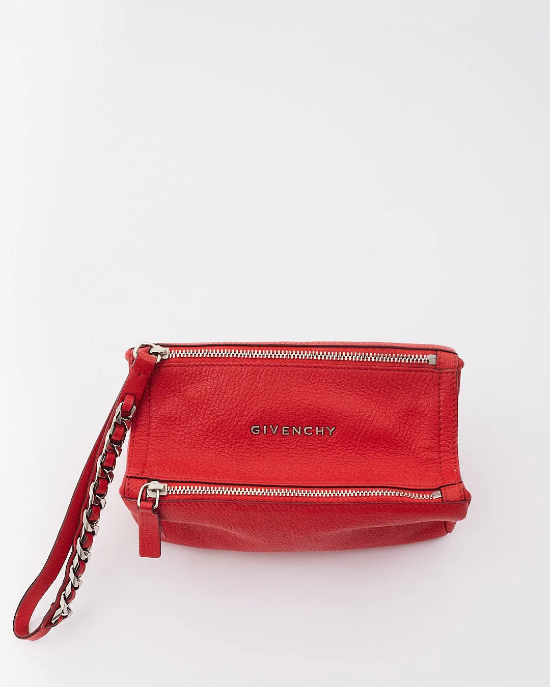 Givenchy Red Leather Pandora Wristlet Clutch