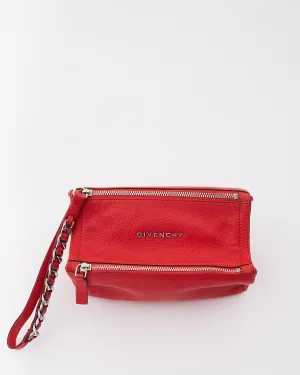 Givenchy Red Leather Pandora Wristlet Clutch
