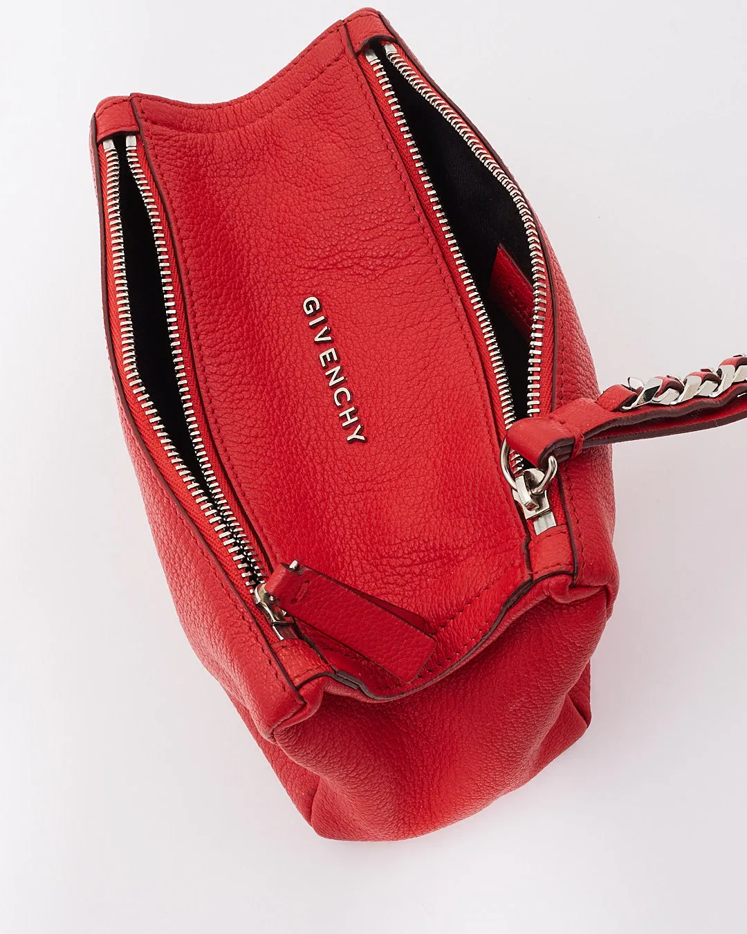 Givenchy Red Leather Pandora Wristlet Clutch