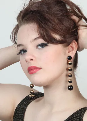 Gold & Black Bead Drop Earrings