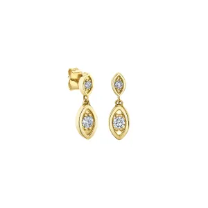 Gold & Diamond Marquise Eye Drop Earring