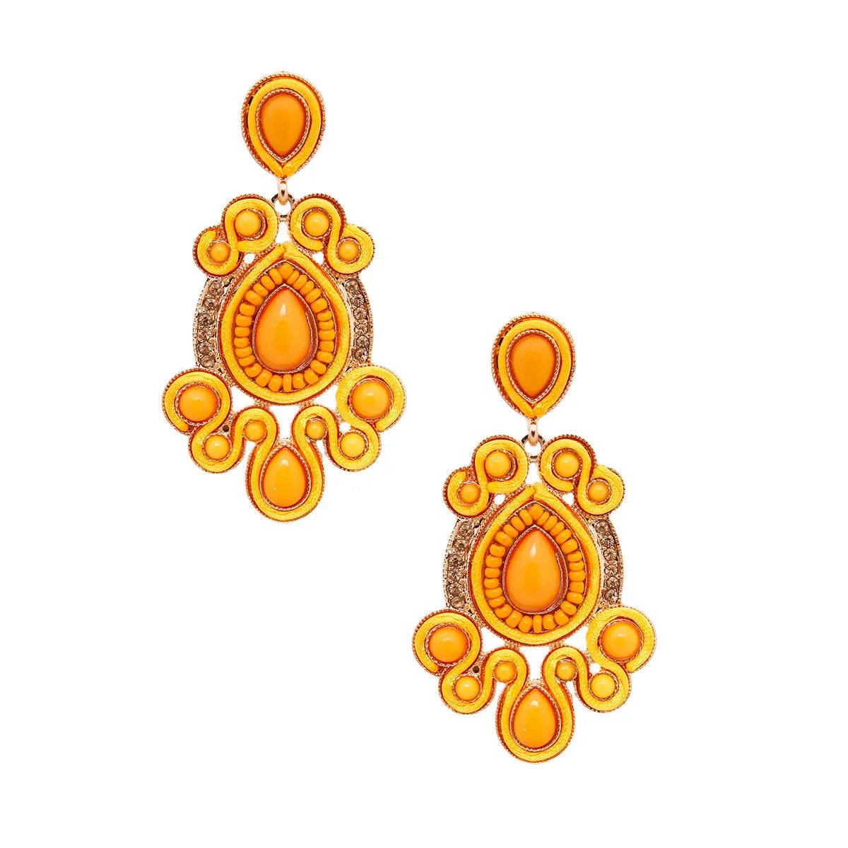 Gold and Mustard Soutache Earrings