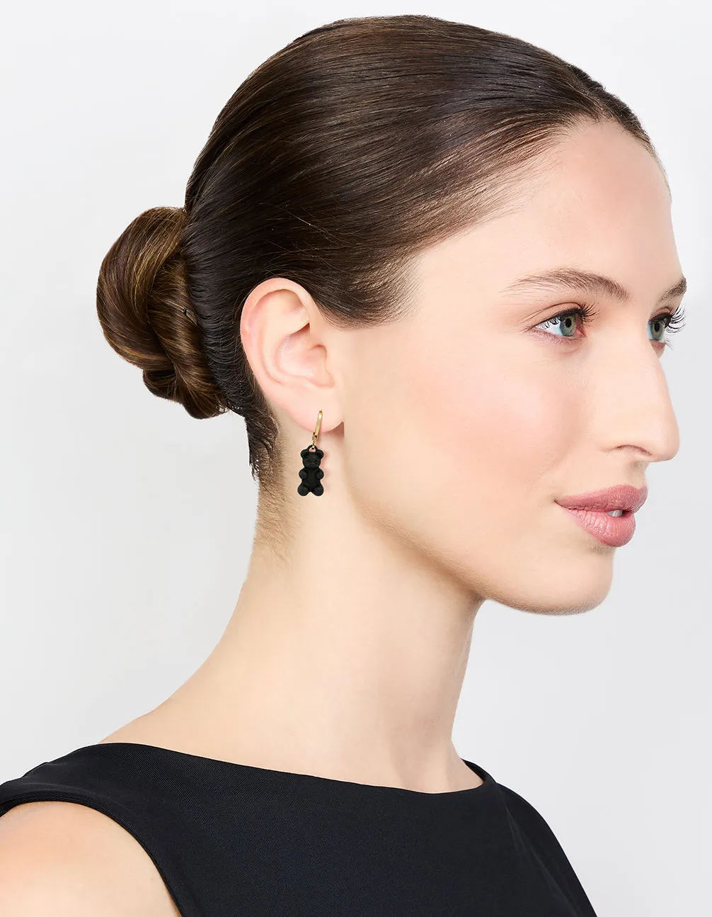 Gold Black Gummy Bear Drop Earrings