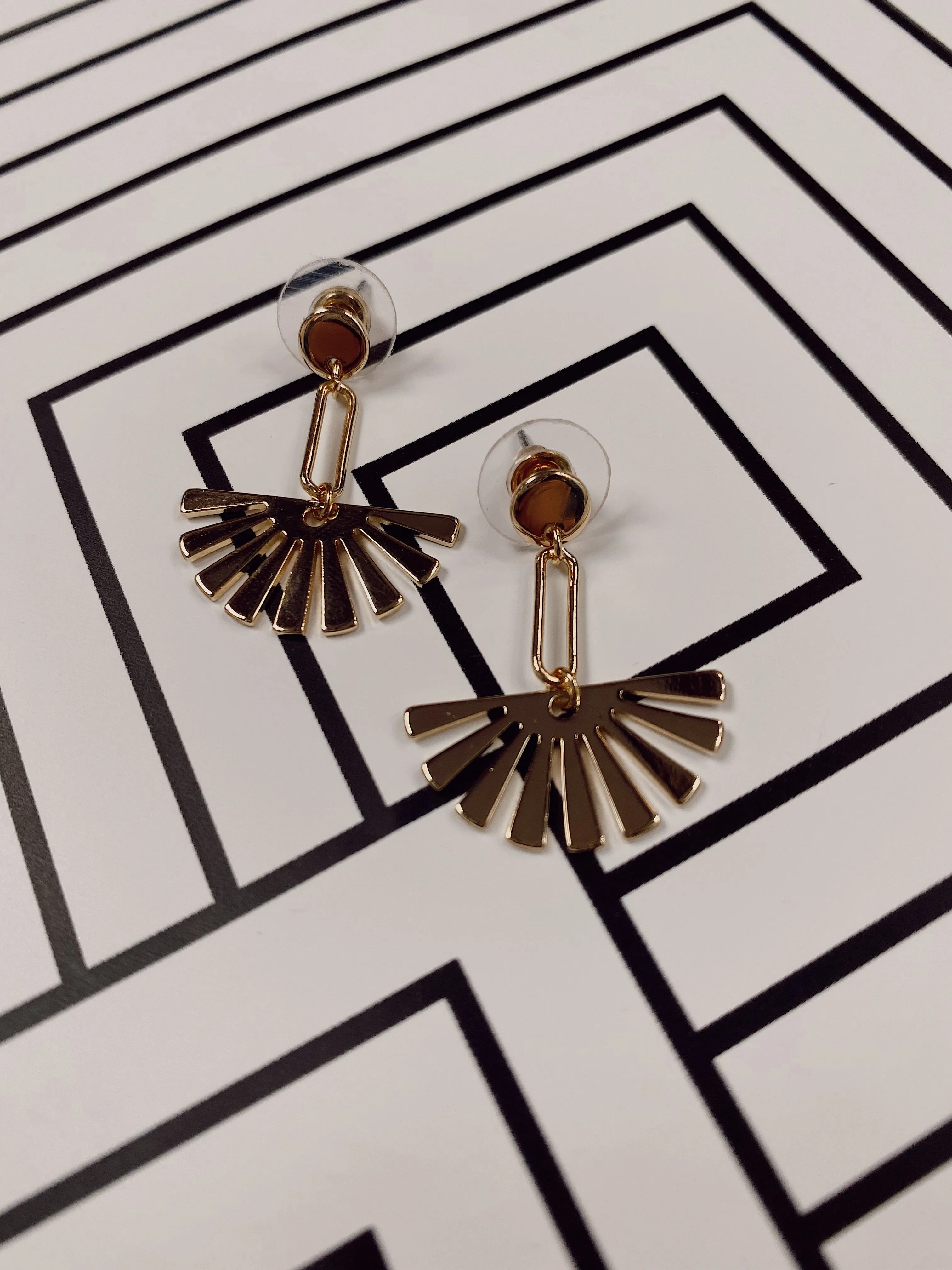 Gold Burst Drop Earrings