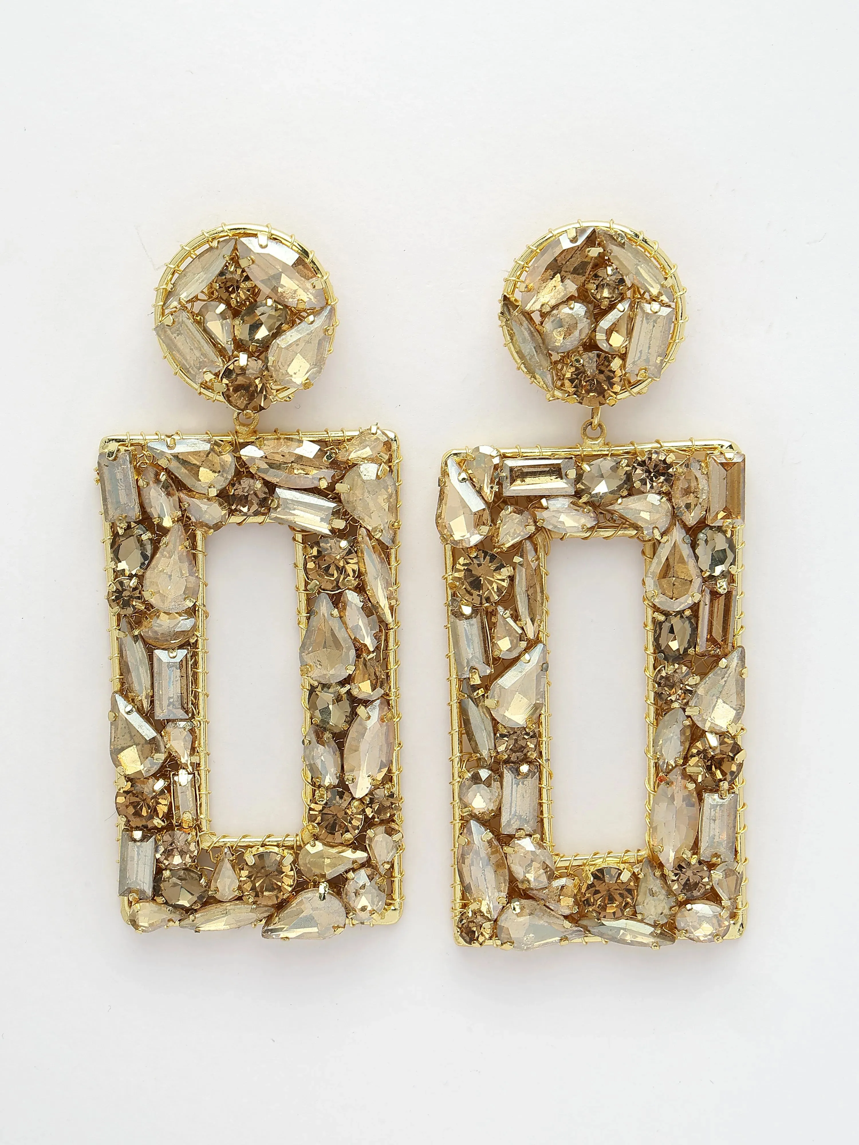 Gold Crystal Dangler Earrings