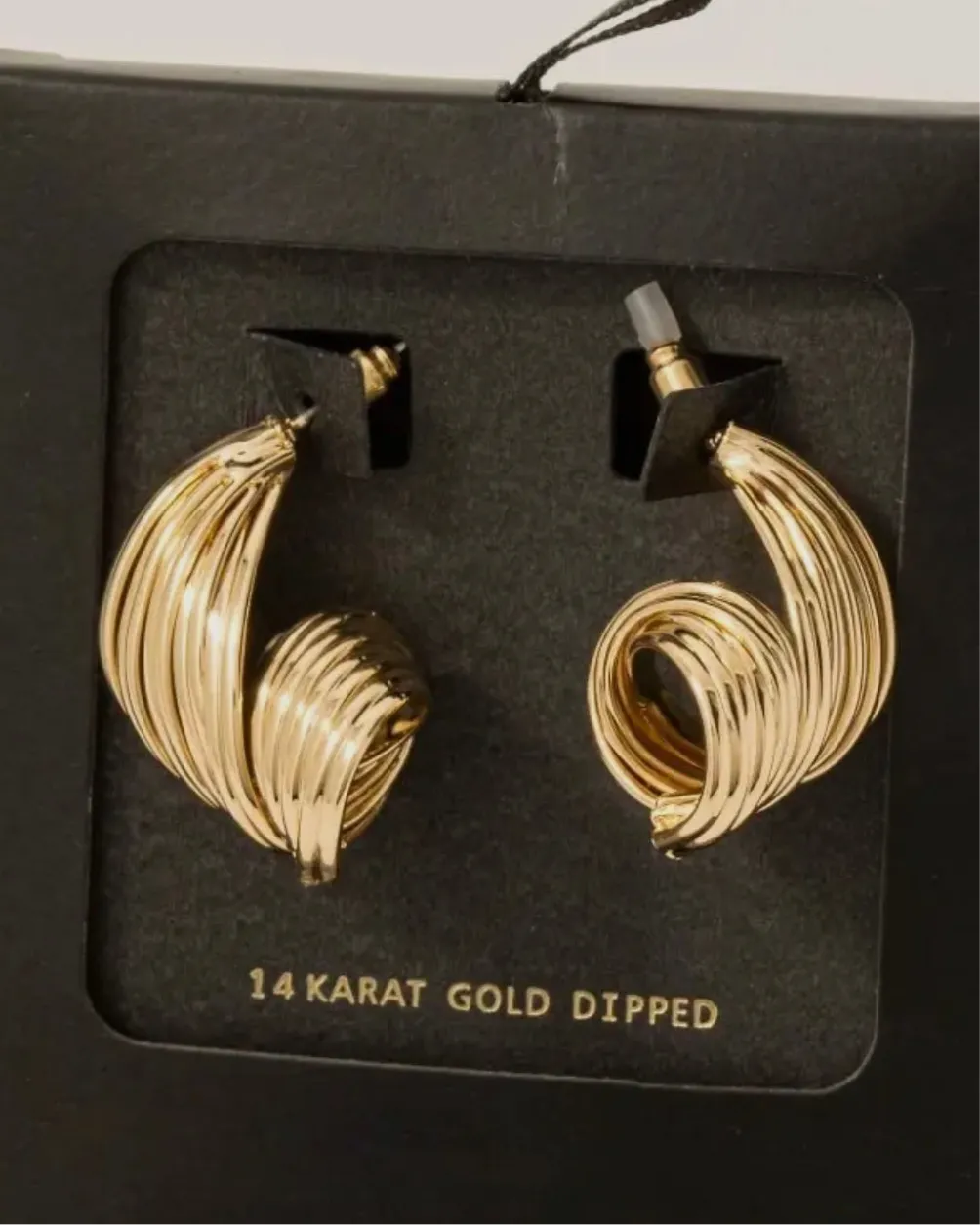 Gold Dipped Layered Wire Swirl Drop Earrings