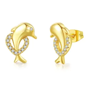 Gold Dolphin Stud Earrings for Women Accessories Fashion Jewelry